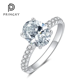 PRINGXY 2-каратное Овальное кольцо с предложением Для женщин из стерлингового серебра 925 пробы, Роскошные Модные свадебные украшения с цирконом, бриллиантами, подарки для Помолвки, Изысканные ювелирные изделия