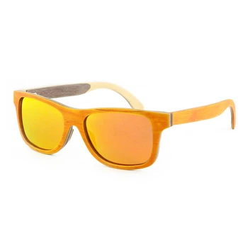 Прямая поставка, поляризованные УФ прямоугольные солнцезащитные очки для скейтбординга в оранжевой деревянной оправе для женщин