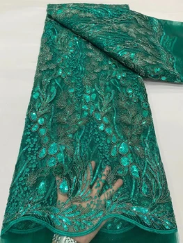 NDPN252 Бирюзово-зеленая африканская кружевная ткань с пайетками, новое модное вышитое французское тюлевое кружево для вечерних и свадебных платьев