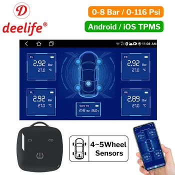 Система контроля давления в шинах Deelife Car TPMS Android iOS, Внутренний внешний датчик запасного колеса, BLE TMPS