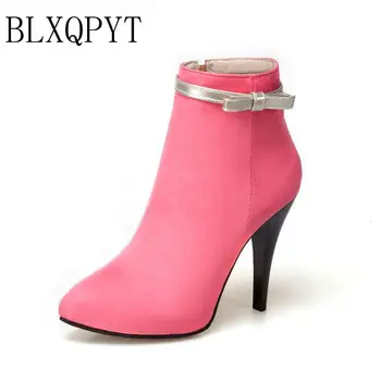 BLXQPYT/ Большие Размеры 33-50, ботильоны, короткие пикантные женские туфли, весна-осень-зима, женские туфли на высоком каблуке для свадебной вечеринки 2-5
