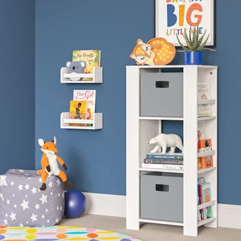 Многофункциональная башня для хранения книг Book Nook Kids включает в себя 2 дополнительные 10-дюймовые плавающие книжные полки -Белый, Стеллаж для хранения, Для дома