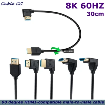 0,3 м 90-градусный колено HDMI-Совместимая версия 2.1 8K 60Hz 4K 120Hz 48Gbps HDMI-Разветвитель HDR10 + Видео TV Box PS5 HD Кабель