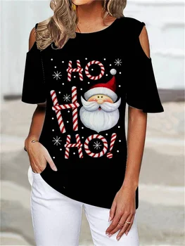 Летняя модная рождественская футболка с 3D-графикой 2022, уличная женская футболка с круглым вырезом и коротким рукавом, повседневная и удобная