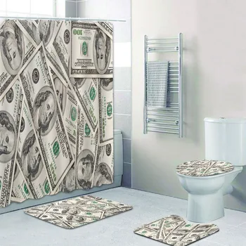 Долларовые купюры в долларах США, Набор занавесок для душа в ванной, деньги, банкноты, коврик для ванной, коврик для туалета, ковер для домашнего декора