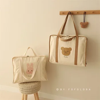 Корейская Милая детская сумка с кроликом, сумки для хранения детского сада, сумка для мамы, детские вещи, Холщовая водонепроницаемая сумка-органайзер