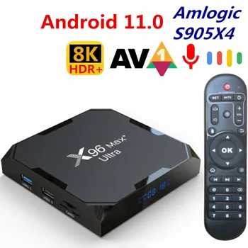 X96 MAX Plus Ultra 8K TV Box Android 11 Amlogic S905X4 Четырехъядерный 4 ГБ 64 ГБ Медиаплеер AV1 Двойной WiFi BT HDR 10 Быстрая телеприставка