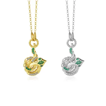 Стерлинговое серебро 925 Пробы, подвеска в виде Лавовой Змеи, Золотое ожерелье Для женщин, цепочка, эффектные роскошные дизайнерские ювелирные изделия
