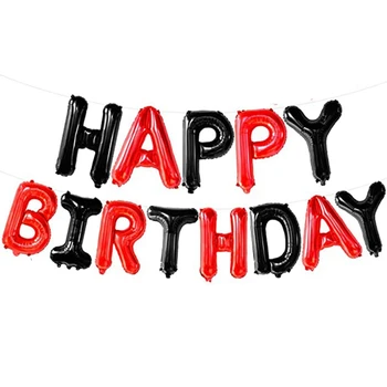 Черно-красные воздушные шары с надписью Happy Birthday, 16 Дюймов, воздушные шары с надписью Happy Birthday, шары с надписью Happy Birthday для вечеринки