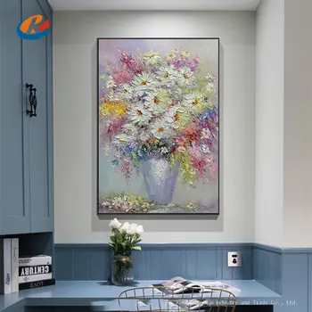 Ручная роспись на холсте, настенная живопись маслом, современная абстрактная цветочная живопись для домашнего декора стен, картины с цветами ручной работы