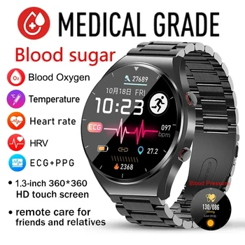 Безболезненные неинвазивные Смарт-часы для измерения уровня сахара в крови, мужские ЭКГ, PPG, Bluetooth-часы, Здоровье, кровяное давление, Спортивные Умные часы, глюкометр, Winterwatch