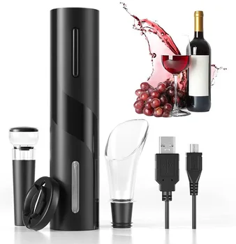 Электрическая открывалка для бутылок вина, Перезаряжаемый автоматический набор штопоров с резаком для фольги, вакуумная пробка для использования в кухне, домашнем баре