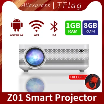 Глобальная версия Мини-проектора Tflag Z01 4K Full Hd Android Wifi Video 250Ansi Портативный мини-проектор для домашнего кинотеатра для офиса