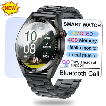 Новые Смарт-часы 4G с Памятью, Мужской Локальный Музыкальный Плеер, 466*466 AMOLED Экран, Bluetooth Вызов, Спортивные Мужские Умные Часы Для Xiaomi Huawei