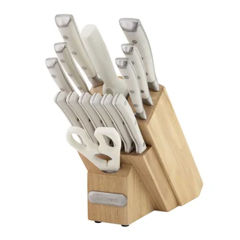 Набор кованых ножей Farberware с тройными клепками, 15 предметов белого цвета