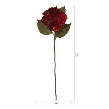 Искусственный цветок гортензия (набор из 6 штук), красный