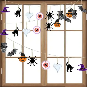 Елочные украшения на Хэллоуин, Деревянная вывеска с пауком, Переносные Деревянные украшения на Хэллоуин для настенного окна Дома