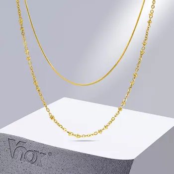 Vnox Многослойные Ожерелья-цепочки в виде Змейки для Женщин, Колье-Чокер с Регулируемой Кабельной Спутниковой Цепочкой, Шикарный Изящный Воротник