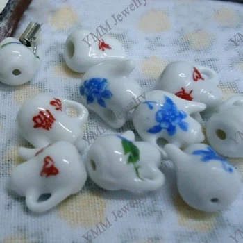 Керамические подвески в форме горшка с китайскими персонажами, миниатюрные керамические подвески в виде горшка