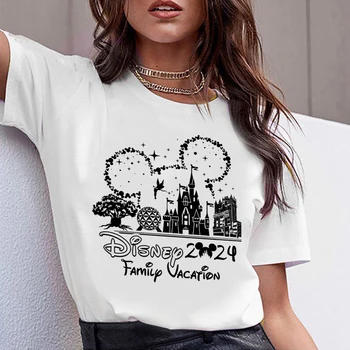 Футболка Disney 2024 для семейного отдыха, женская модная эстетичная футболка с принтом 