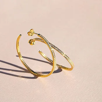 Противоаллергенные 18-Каратные Позолоченные Цирконы Проложат Золотые Серьги CC Party Jewelry Большие Серьги-Кольца для Женщин