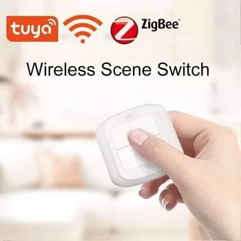 Tuya WiFi/ZigBee 2 банды беспроводной переключатель 6 сцен кнопочный контроллер с питанием от батареи сценарий автоматизации для устройств Tuya