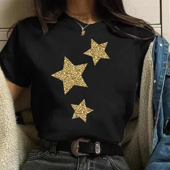 Женские футболки Kawaii с геометрическим рисунком в виде звезды с коротким рукавом 90-х, женская трендовая летняя одежда, футболка с принтом, Женская футболка, графические футболки