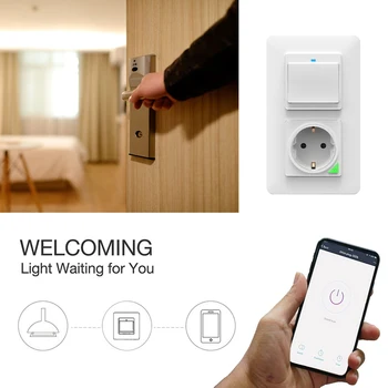 Настенная розетка Smart EU Wi-Fi, Настенная панель питания, пульт дистанционного управления с кнопкой, Работа с Amazon Alexa Google Assistant