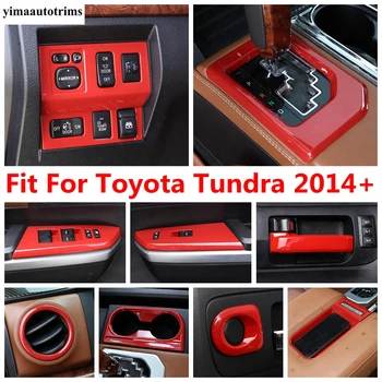 Кольцо стойки A/Стеклоподъемник/Вентиляционное отверстие приборной панели/Головной фонарь/Накладка крышки переключения передач для Toyota Tundra 2014-2021 Красные аксессуары