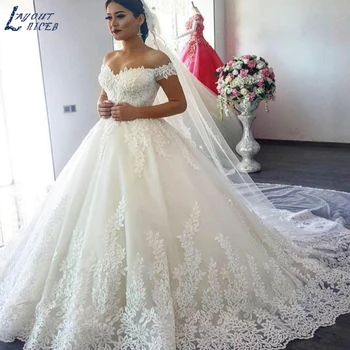 BKWD113 Свадебные платья robe de mariage 2017, Бальное платье с кружевными аппликациями на заказ, Vestido de noiva с открытыми плечами