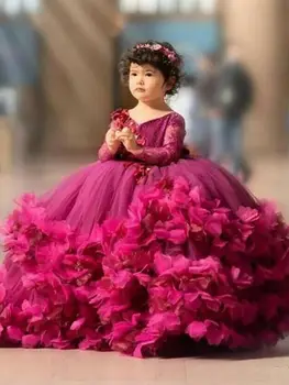 Платье с цветочным узором для девочек, Детские Свадебные платья Подружек Невесты, Детские Розовые платья-пачки с блестками, бутик одежды для вечеринок для девочек, Элегантные платья