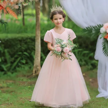 Платье принцессы с цветочным узором для девочек, детская летняя пачка, свадебные платья на день рождения для девочек 5-14 лет, детское платье