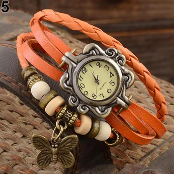 Женские повседневные винтажные многослойные часы-браслет из искусственной кожи с бабочкой, женские часы Montre Femme Relogios Hot