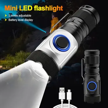 5 Режимов освещения 2000LM Мощный мини-светодиодный фонарик XPG USB Перезаряжаемый Водонепроницаемый Индикатор мощности света Кемпинговый фонарь lanterna