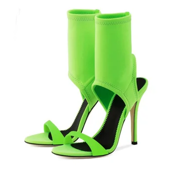 2023 Летние новые модные женские босоножки на высоком каблуке-шпильке с круглым носком и открытым носком, модные ботинки для подиума