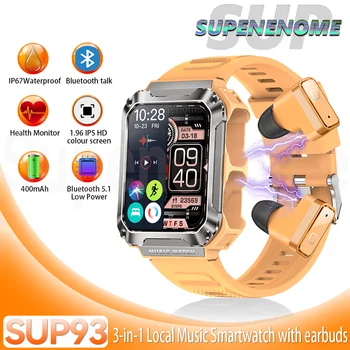 Supenenome Смарт-Часы 3 В 1 TWS Наушники 4 ГБ Большой памяти Bluetooth Вызов 1.96 Экран Локальная Музыка Наушники Спортивные Мужские Смарт-часы