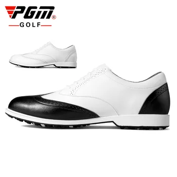 PGM/Мужские туфли для гольфа с шипами; Мужские Кроссовки; Водонепроницаемые противоскользящие Повседневные Кроссовки в Британском Стиле из микрофибры; Цвет Белый, Черный XZ168