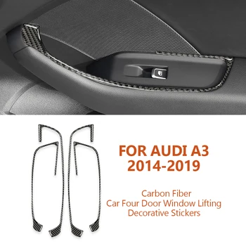 Для Audi A3 8V 2014-2019 Автомобильная четырехдверная оконная подъемная панель ручной работы из углеродного волокна, декоративные наклейки, аксессуары для интерьера Автомобиля