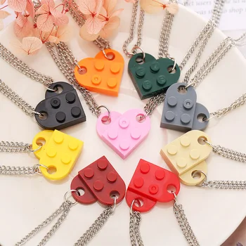 2шт Сердце Кирпич Пары Любовь Ожерелье Для Влюбленных Женщин Мужчин Lego Elements Друзья Ожерелья Подарок на День Святого Валентина Ювелирные изделия