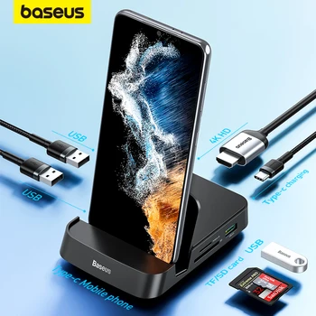 Baseus USB C HUB Dex Station-USB 3,0, совместимый с HDMI, USB-концентратор для Samsung S20 Note 20, Huawei P40 Mate 30, док-станция Type C