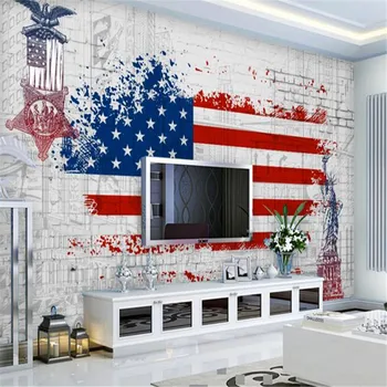 Beibehang Ретро Американский флаг Граффити Фон Настенная фреска Обои для гостиной Спальни Детская спальня 3D обои