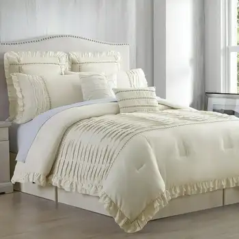 Комплект плиссированного одеяла Antonella Sand из 8 предметов, королева