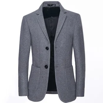 Новый мужской блейзер, шерстяное смешанное пальто, Корейский модный короткий стиль, толстая теплая шерстяная куртка, осенне-зимний повседневный мужской костюм, куртка