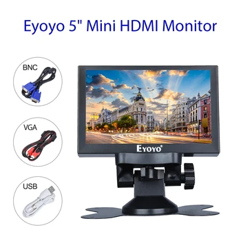 5-дюймовый AV ЖК-монитор автомобиля, портативный Экран камеры заднего вида, монитор видеонаблюдения с портом HDMI VGA BNC, домашняя безопасность