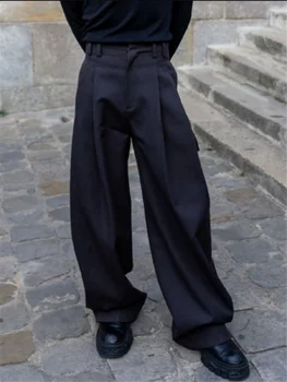 Весенне-осенние новые свободные брюки 2023, мужской дизайн, ощущение провисания, свободные широкие брюки, повседневные брюки с прямыми штанинами