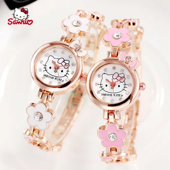 Hello Kitty новый модный браслет kt cat студенческие часы детские кварцевые электронные часы с часовой стрелкой