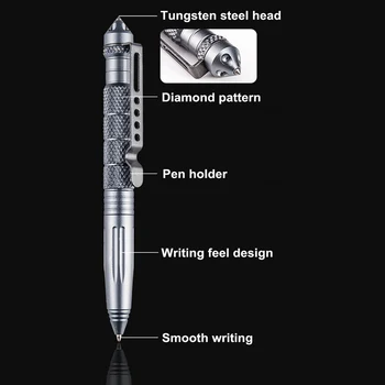 Военная тактическая ручка Аварийный инструмент для самообороны, инструмент для выживания на открытом воздухе, портативная ручка для разбивания защитного стекла из нержавеющей стали