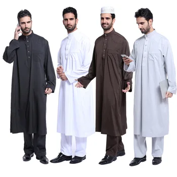 Саудовско-Арабские Мужские Топы с длинными рукавами, Брюки, Комплект из двух Предметов, Исламская Одежда, Ид Рамадан, Джубба Тобе, Мусульманское Платье, Абая, Кафтан, Халат