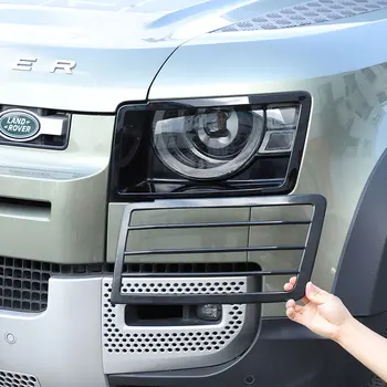 Для Land Rover Defender 90 110 130 2020-2023 Черная автомобильная фара из нержавеющей стали, абажур, накладка, наклейка, автомобильные аксессуары